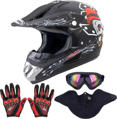 Vista 10 de OUMURS Casco de motocross para adultos con gafas, guantes y máscara, casco de motocross ATV unisex para adultos, hombres y mujeres, visera solar