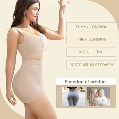 Vista 4 de KELLYLEE Pantalones cortos de ropa interior con control de abdomen para mujer, de cintura alta, moldeadores de glúteos, pantalones cortos
