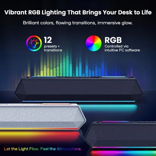 Vista 4 de Deeyaple Altavoces de computadora, barra de sonido inalámbrica de 40 W para PC de escritorio con Bluetooth 5.3 y audio USB, ecualizador