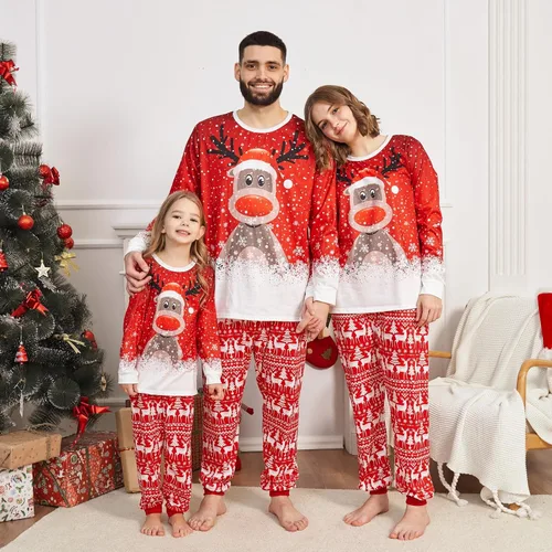 Vista 7 de Cysincos Conjunto de pijamas de Navidad a juego para la familia, conjunto de pijamas de Navidad suaves de manga larga para vacaciones, trajes