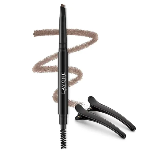 Vista 8 de Lápiz de cejas – Lápiz de cejas impermeable para maquillaje con punta triangular, cepillo de cejas de doble cara, punta fina, relleno de cejas que