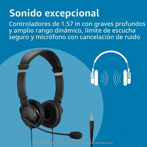 Vista 2 de Kensington Auriculares de alta fidelidad de 0.1 in con micrófono y botón de control de volumen (K33597WW)