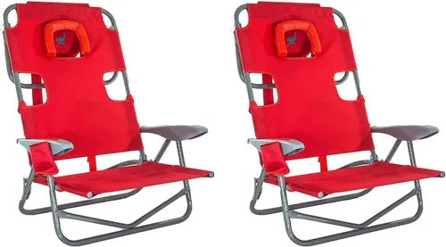 Vista 18 de Ostrich On-Your-Back - Silla de playa reclinable de 5 posiciones (paquete de 2)