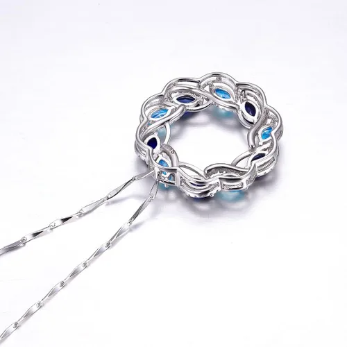 Vista 4 de Merthus Collar de plata de ley 925 con zafiro sintético y topacio azul para mujer de 17.7in