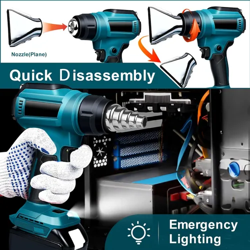 Vista 6 de Pistola de calor inalámbrica para batería Makita de 18V, pistola de aire caliente de soldadura de 350W con calentamiento rápido de 122℉-1022℉