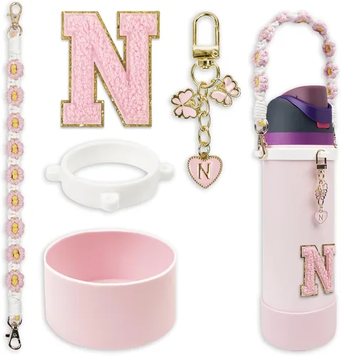 Vista 73 de SITKOL Juego de Monogramas Bonitos de Silicona Compatible con Botella de Agua Owala 24 oz, 32 oz, 40 oz - Accesorios Perfectos con la Letra Owala