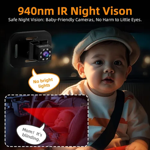 Vista 11 de Cámara de Monitoreo para Coche de Bebé AllRuby, Espejo de Coche para Bebé, para Puertos USB/USBC/Encendedor de Cigarrillos, Vista Amplia y Clara