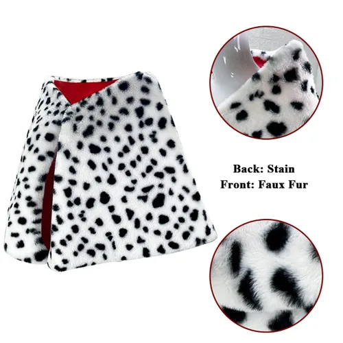 Vista 6 de 6 Pieces Short Black and White Wig with Faux Shawl, Red Gloves, Costume Holder, Pearl Necklace and Wig Cap for Halloween Costume Women
