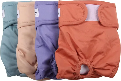 Vista 9 de Vecomfy Pañales Reutilizables para Perras para Perros Pequeños, (Paquete de 4) Pañales Absorbentes Fáciles para Cachorros Recién Nacidos