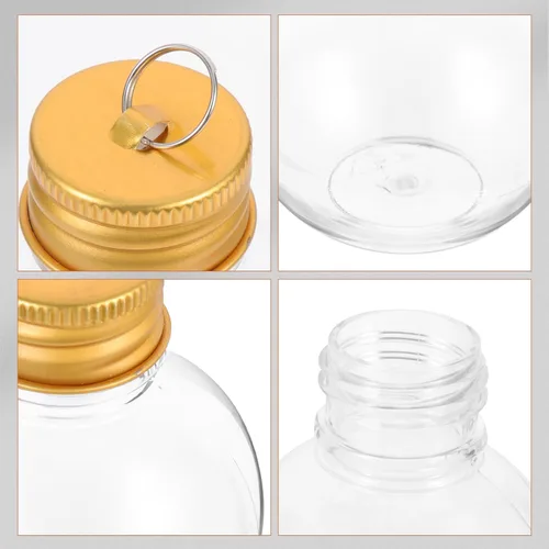 Vista 8 de BESTonZON 10 bolas de alcohol de Navidad, bombillas de botella de 1.7 fl oz con forma de adornos de Navidad de plástico transparente, colgante