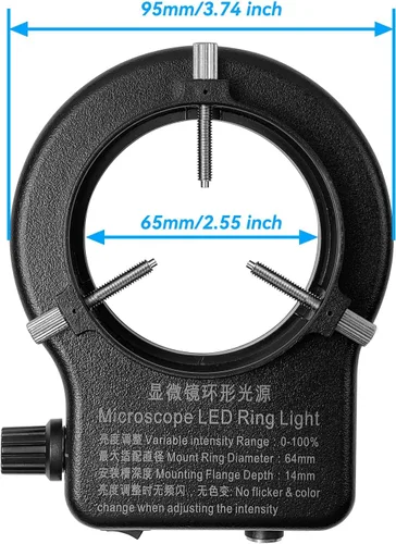 Vista 4 de 144 64 Iluminación LED de anillo de luz para microscopio estéreo, lámpara de luz de anillo ajustable industria, monocular, binocular, soldadura 64