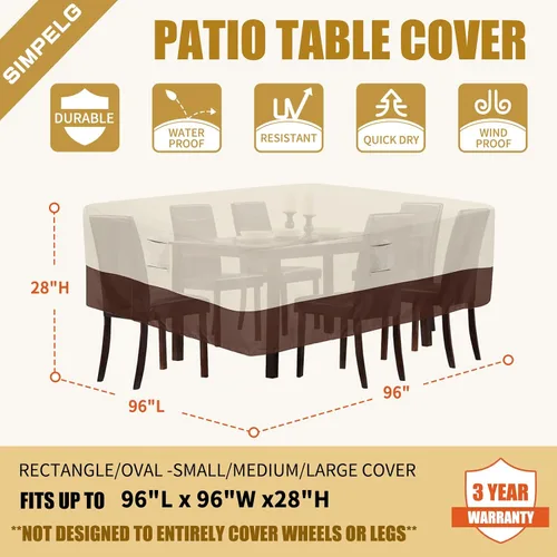 Vista 2 de Fundas para muebles de patio, fundas impermeables de protección para exteriores, fundas impermeables de uso general, funda para mesa exterior