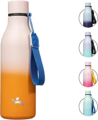 Vista 42 de Konokyo Botella de agua aislada con correa, botella de agua de acero inoxidable de 18 onzas de doble pared con aislamiento al vacío, frasco de Verde