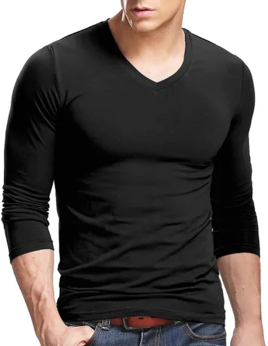 Vista 7 de XUDIAN. Camiseta de manga larga para hombre, cuello redondo