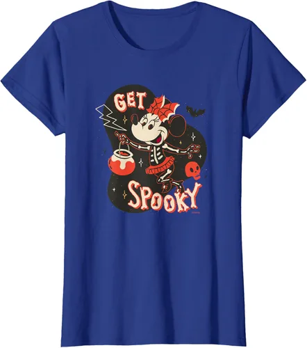 Vista 51 de Disney Disfraz de esqueleto de Minnie Mouse para Halloween, camiseta espeluznante Negro