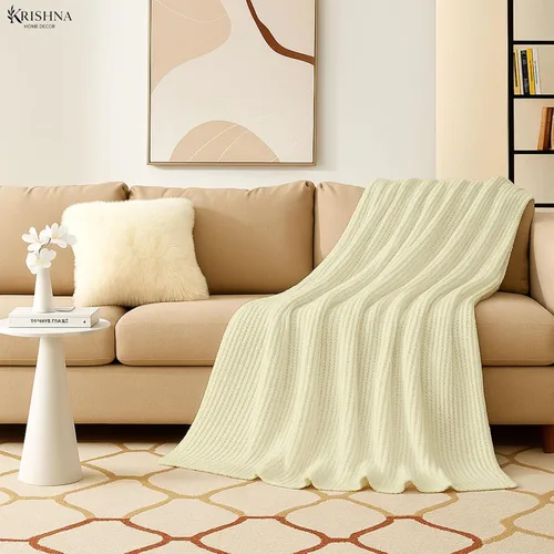 Vista 3 de KRISHNA Manta de cama con tejido de gofre para todas las estaciones, 100% algodón Tencel, suave y transpirable, perfecta para capas, tamaño Marfil