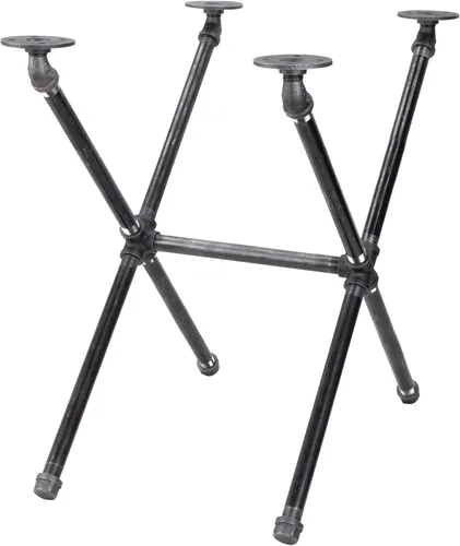 Vista 10 de PIPE DECOR Juego de patas de mesa auxiliar, kit de base de mesa industrial rústica para sala de estar, oficina, tuberías y accesorios ásperos
