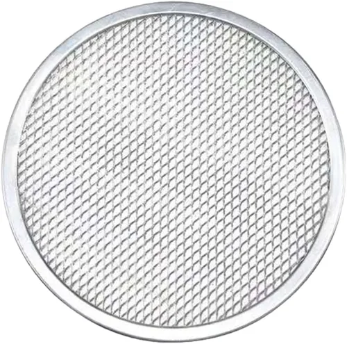Vista 10 de Bandeja de pizza de aluminio para hornear Bandeja de pizza para uso en horno, bandeja sin costuras para pizza casera y hornear