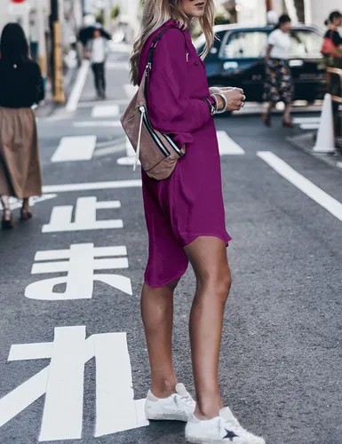 Vista 6 de Eddoyee Traje de baño suelto de manga larga para mujer, camisa con botones, vestido de playa