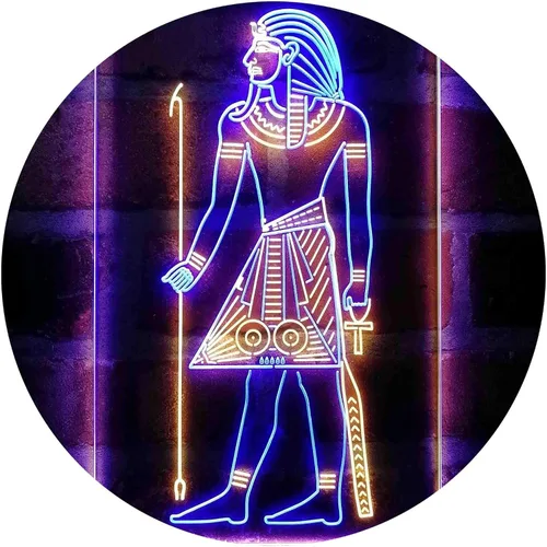 Vista 18 de ADVPRO Pirámides egipcias Antiguo Egipto Menes Faraón Hombre Dual Color LED Neon Sign Azul y Rojo 8 x 12 pulgadas st6s23-i4050-br