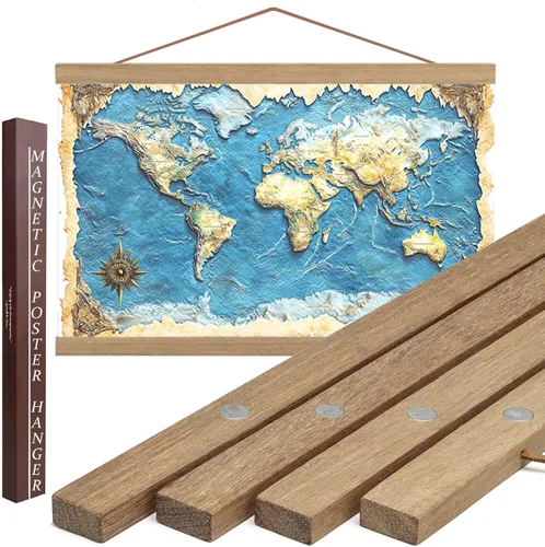 Vista 8 de Dacri Home - Colgador magnético para marcos de pósteres. Marco de madera fácil de colgar. Amplia compatibilidad con pasadores de madera para colgar