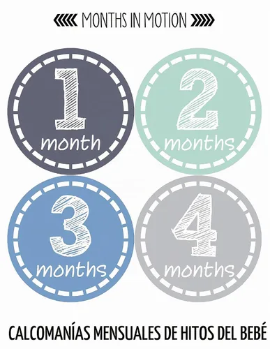 Vista 2 de Calcomanías mensuales para bebé, calcomanías de hitos para bebé, calcomanías para niño recién nacido, calcomanías de mes para bebé niño, calcomanías