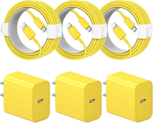 Vista 8 de Cargador de carga rápida para iPhone 14, 13, 12, 11, paquete de 3 cargadores de iPad de 20 W, cargador C de 6 pies, cable de carga rápida Whit Negro