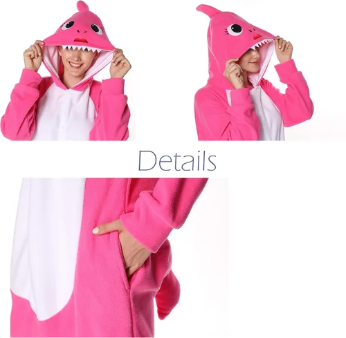 Vista 4 de Pijama unisex para adultos, disfraz de tiburón azul de animal