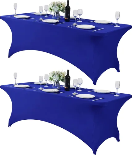 Vista 11 de Mantel de elastano para mesa de 6, 4 o 8 pies, universal, ajustable, para fiestas, banquetes, bodas y eventos, color verde manzana