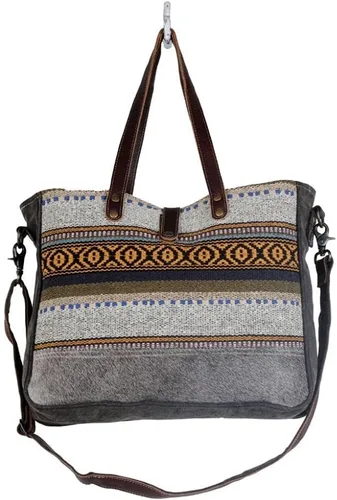 Vista 4 de Myra Bag Bolso de fin de semana rústico algodón y cuero reciclados S-2801, Varios