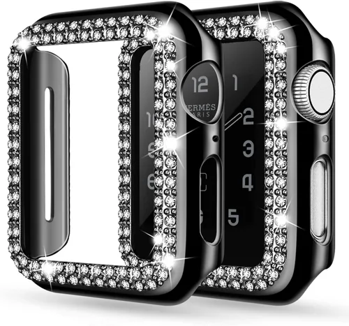 Vista 31 de Adepoy - Funda Compatible para Apple Watch de 1.496 Pulgadas Serie 3/2/1, con Brillantes, Funda Protectora con Marco de Pantalla para Mujer, Niña