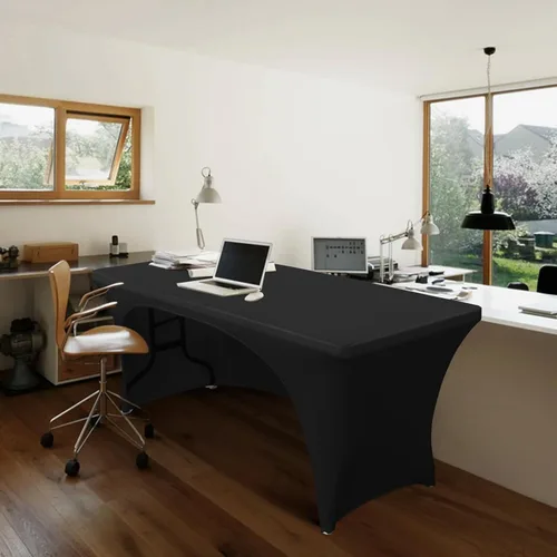 Vista 4 de ABCCANOPY - Mantel elástico de 1,2 m para mesa, ajustado, con parte trasera abierta, lavable, salvamanteles para mesas rectangulares, color negro
