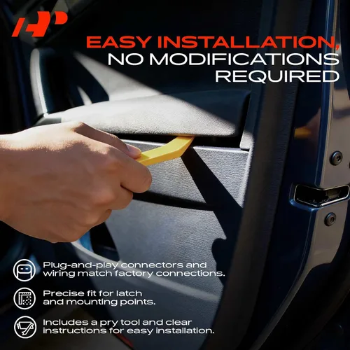 Vista 8 de A-Premium Conjunto de traba de puerta trasera con cable y varilla lado del acompañante derecho Compatible con Ford E-150 E-250 E-350 Econoline Van