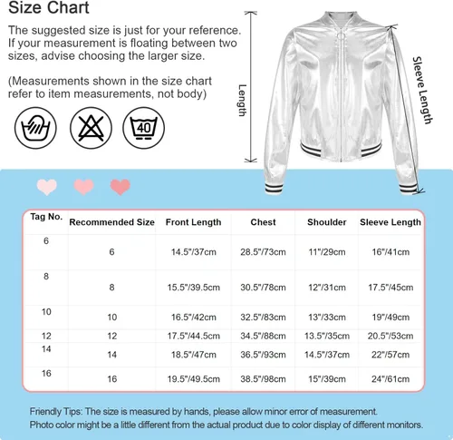 Vista 7 de Jhaoyu Chaqueta de moto metálica para niños y niñas, hip hop, jazz, danza, moderna, disfraz de fiesta de discoteca