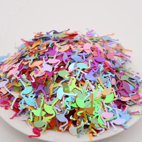 Vista 5 de 2000 piezas de confeti de PVC con purpurina de flamenco para manualidades, tarjetas, bricolaje, compromiso, boda, despedida de soltera, cumpleaños