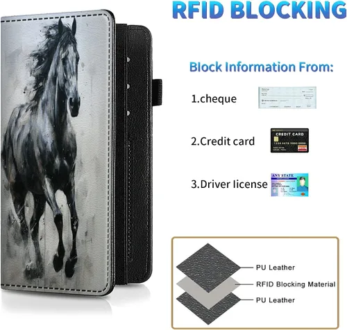 Vista 154 de Funda para chequera para hombres y mujeres, cartera de cuero RFID con ranuras para tarjetas de crédito, soporte de cheques duplicados personales