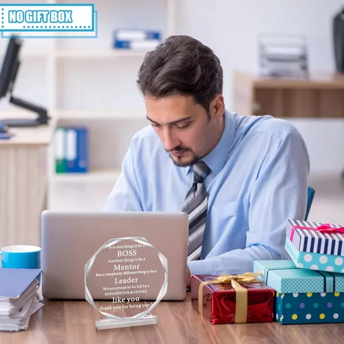 Vista 6 de Yulejo Regalos de Jefe Acrílico Regalos del Día del Jefe para Hombres Mujeres Líder de Oficina Regalo de Despedida para Apreciación Placa Divertida