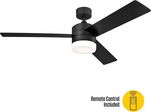 Vista 2 de Westinghouse 7205900 Alta Vista, ventilador de techo LED moderno con luz y control remoto, 52 pulgadas, acabado negro mate, vidrio esmerilado ópalo