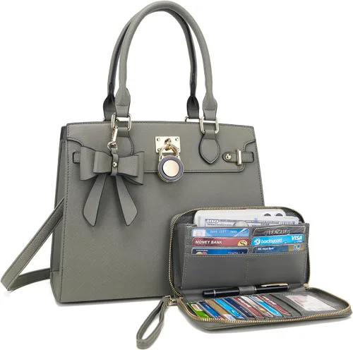 Vista 11 de Qiyuer Bolsos y carteras para mujer Set con asa superior, bolso de hombro, bolso de mano, bolso de trabajo con cartera a juego y monedero a juego 2