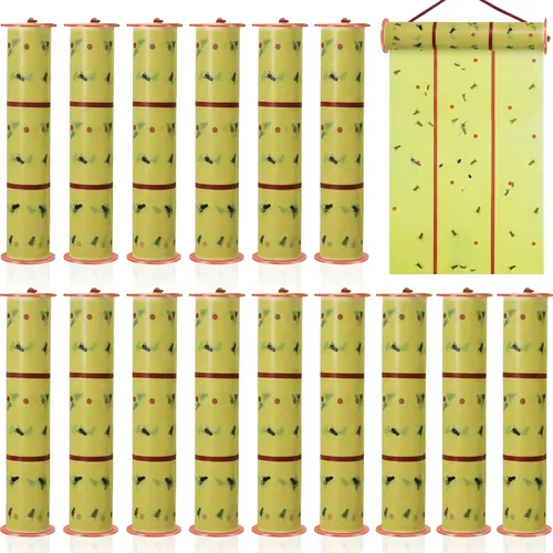 Vista 12 de Qualirey Trampas adhesivas gigantes para moscas, tiras para moscas para interiores y exteriores, cintas voladoras no tóxicas, mata mosquitos