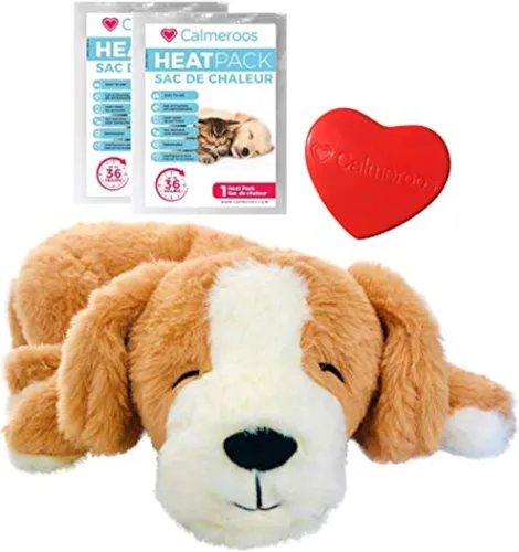 Vista 10 de Juguete de peluche con latido del corazón, juguetes calmantes para aliviar la ansiedad para cachorros y gatitos, latido del corazón en una felpa