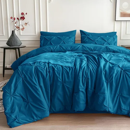 Vista 12 de Maple&Stone Juego de edredón tamaño Queen color beige, 7 piezas en una bolsa, juegos de ropa de cama con edredón, sábanas, fundas de almohada