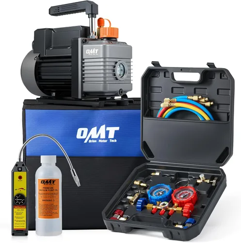 Vista 9 de Orion Motor Tech Juego de bomba de vacío y medidor de CA, kit de manómetro de bomba de vacío de 1/4 hp 3.5 cfm con 3 adaptadores de mangueras