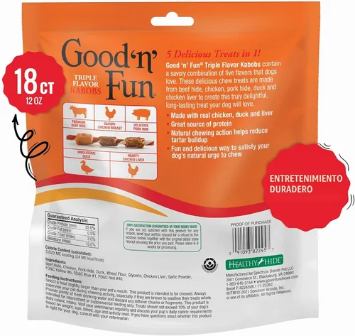 Vista 3 de Good'N'Fun - Brochetas de cuero crudo con triple sabor para perros, 12 onzas (paquete de 3)