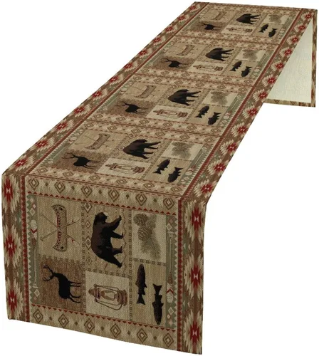 Vista 25 de Camino de mesa con estampado de vaca, camino de mesa estilo occidental con estampado de cuero de vaca en blanco y negro, decoración de mesa