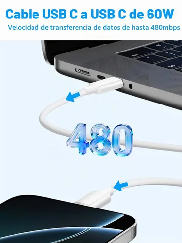 Vista 5 de Cargador de aire para MacBook de carga rápida, Apple 30 W, adaptador de corriente USB C extralargo cable USBC de 10 pies compatible con MacBook Pro