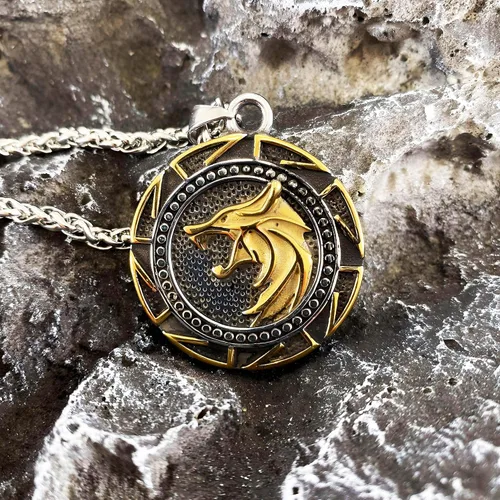Vista 5 de Collar de talismán de lobo vikingo Fenrir cadena de acero inoxidable para hombre, joyería vintage para hombre, colgante de amuleto vikingo pagano