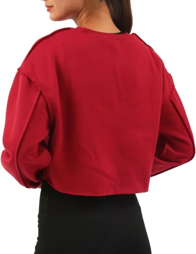 Vista 3 de Amazhiyu - Sudadera corta de manga larga para mujer con forro polar