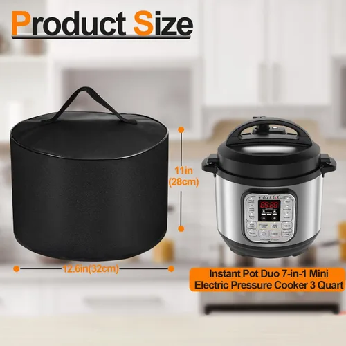 Vista 3 de Cubierta eléctrica para olla a presión Instant Pot Duo 7 en 1 Mini 3 cuartos de galón, impermeable, a prueba de polvo, nailon negro