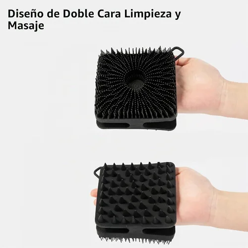 Vista 4 de 2 piezas cepillo exfoliante corporal de silicona, cepillo de champú corporal de silicona, esponja de silicona suave para piel sensible, masajeador